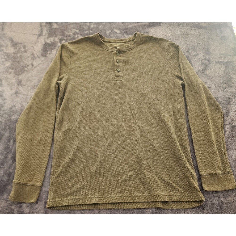 Sonoma Waffle Knit Thermal Men Size L Long Sleeve Moss Green
